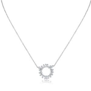 CZ by Kenneth Jay Lane Emerald CZ Open Circle Pendant Necklace